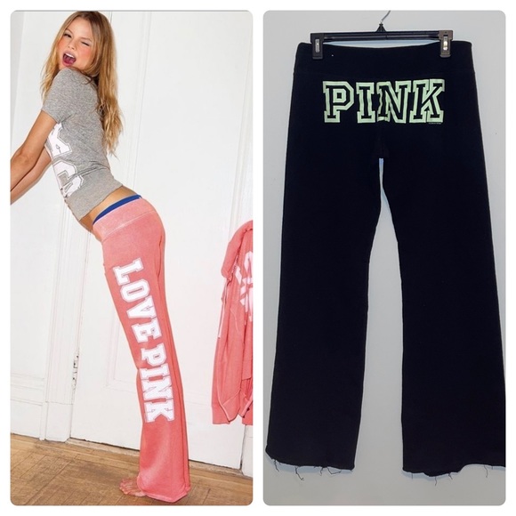 PINK Victoria's Secret Pants - Victoria’s Secret Pink 11 wide leg flare sweat pants vintage love pink oversized